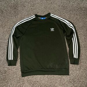 Adidas Vintage OG Dark Green White Crewneck Iconic Stripes Sweater/Sweatshirt